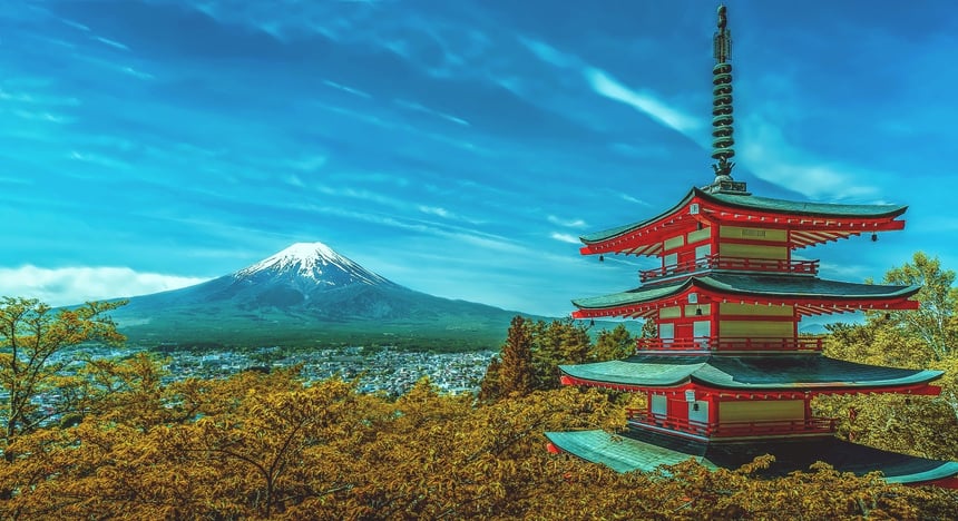 Pagoda in Near Fuji Mount, Japan